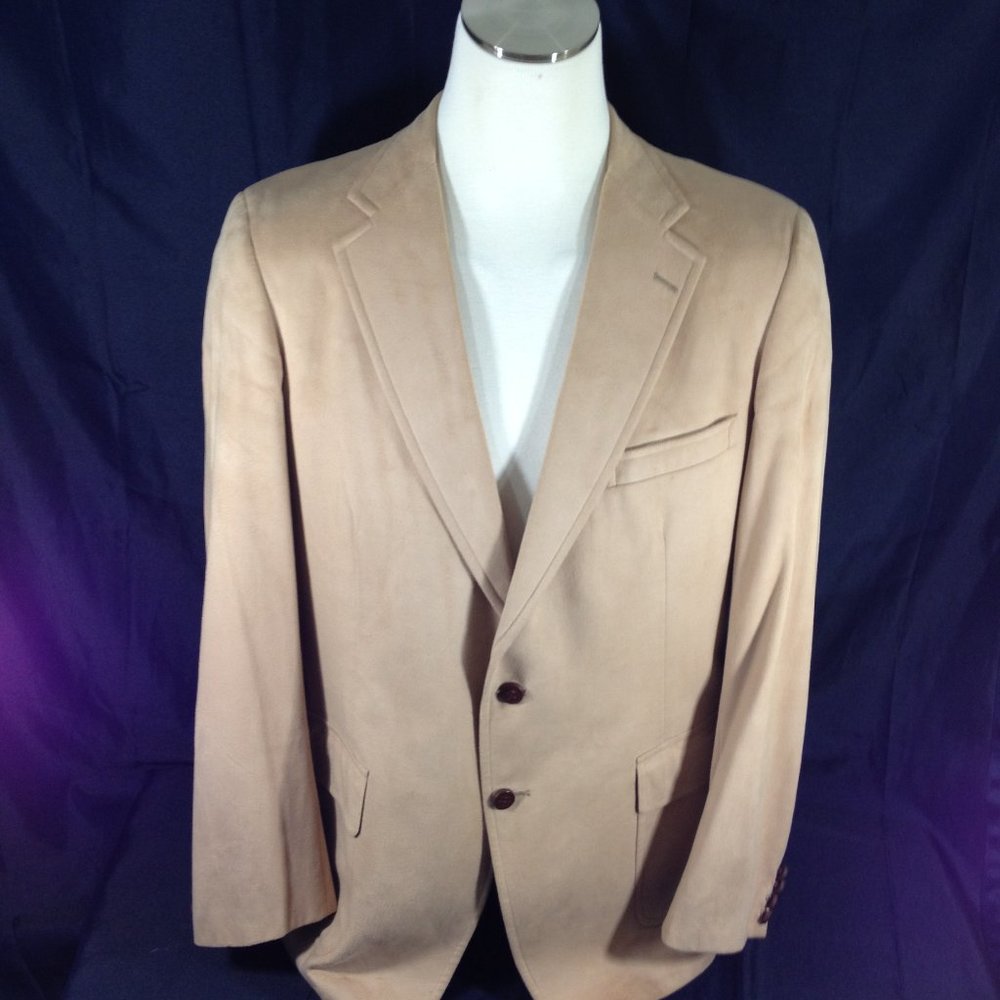 Donald Brooks Vintage Men’s 46L Tan Sports Coat 2 Button Antelon Suede Blazer
